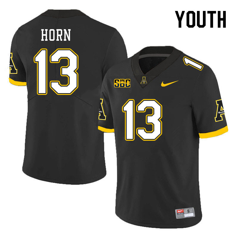 Youth #13 Christan Horn Appalachian State Mountaineers College Football Jerseys Stitched Sale-Black